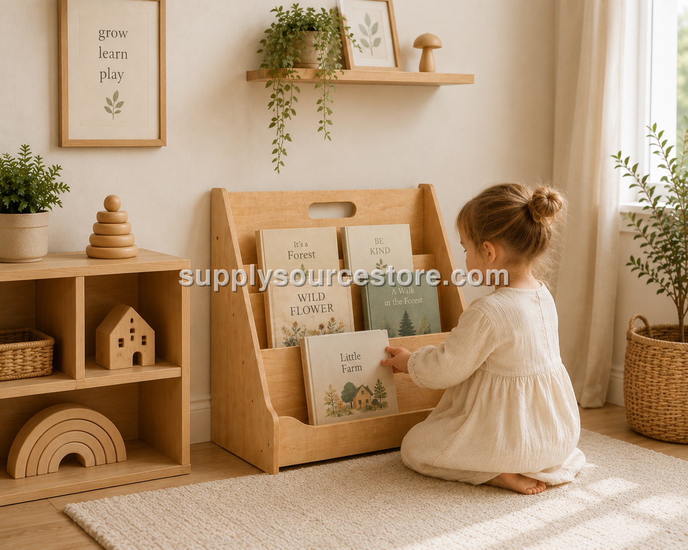 Front Facing Kids Bookshelf for Montessori Nursery and Preschool Reading Spaces