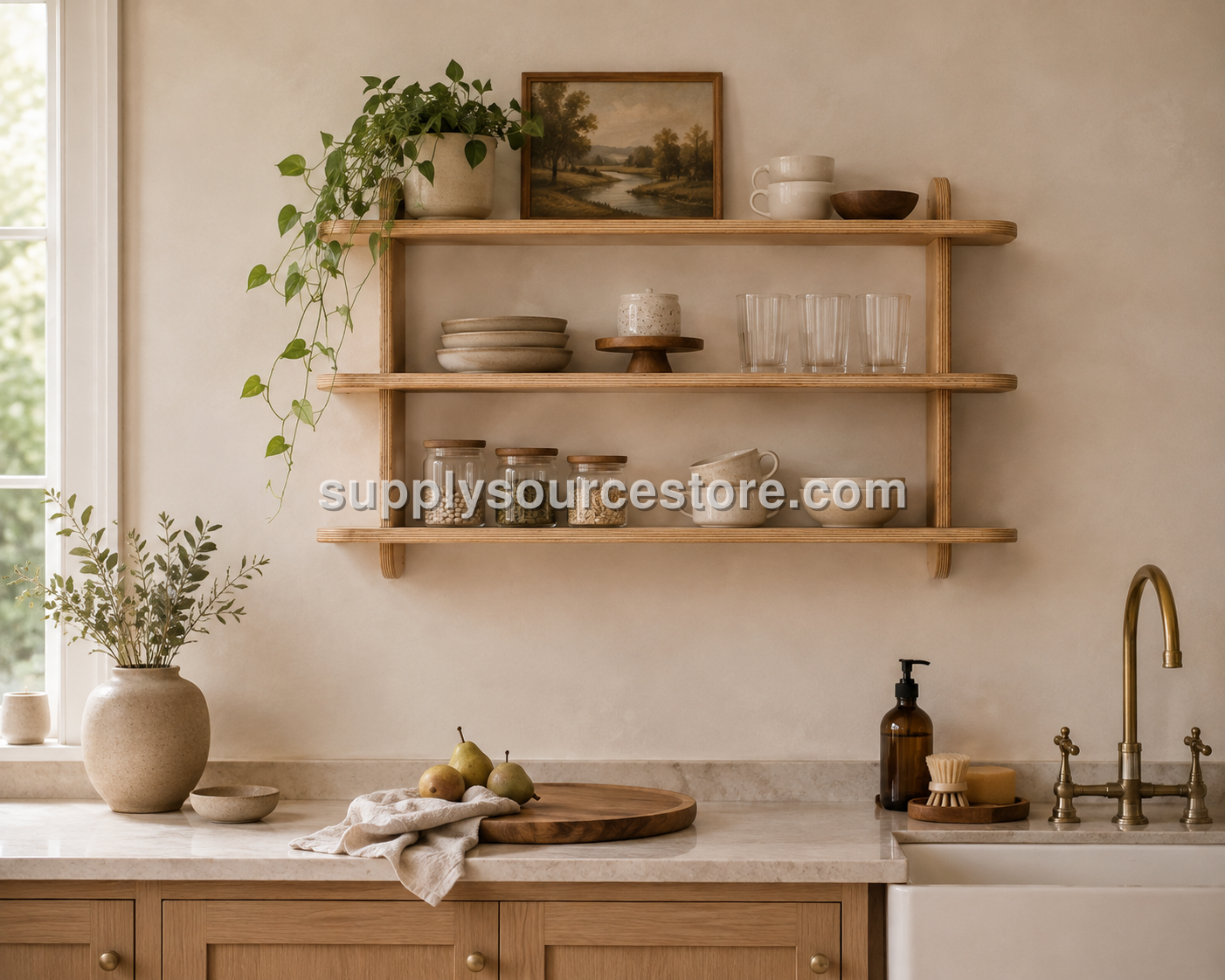 Wooden Wall Shelf – Scandinavian 3-Tier Birch Plywood Shelf
