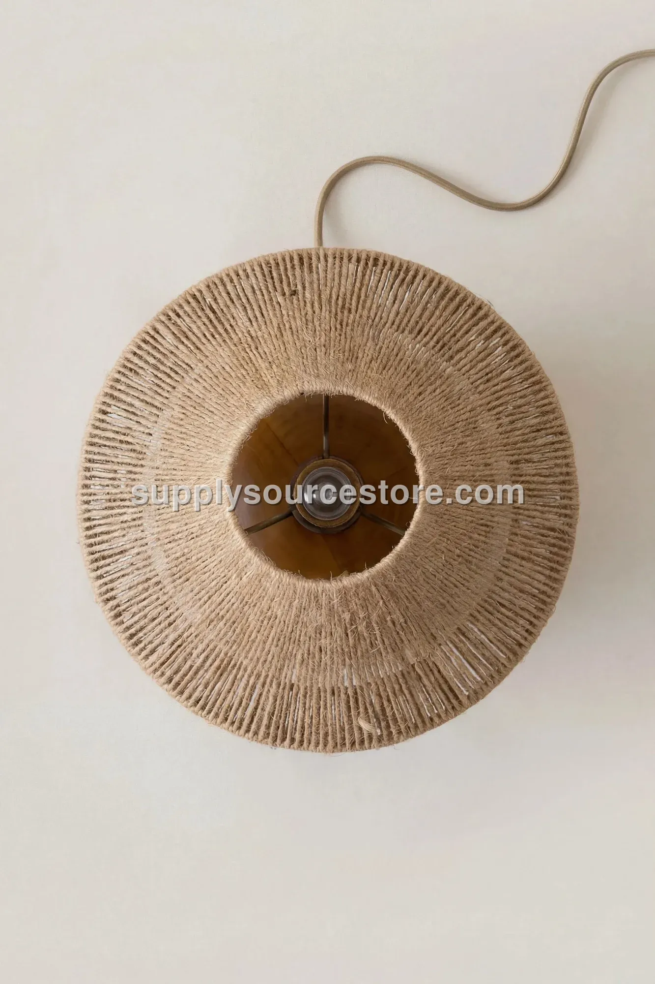 Jute-Capped Wooden Globe Lamp