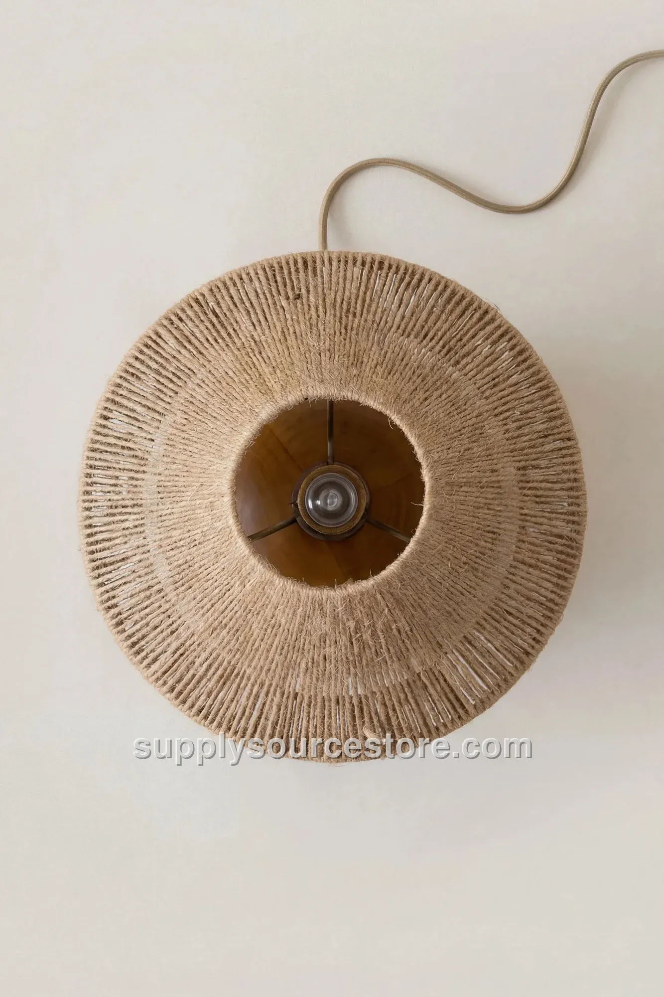 Jute Hat Wooden Sphere Lamp