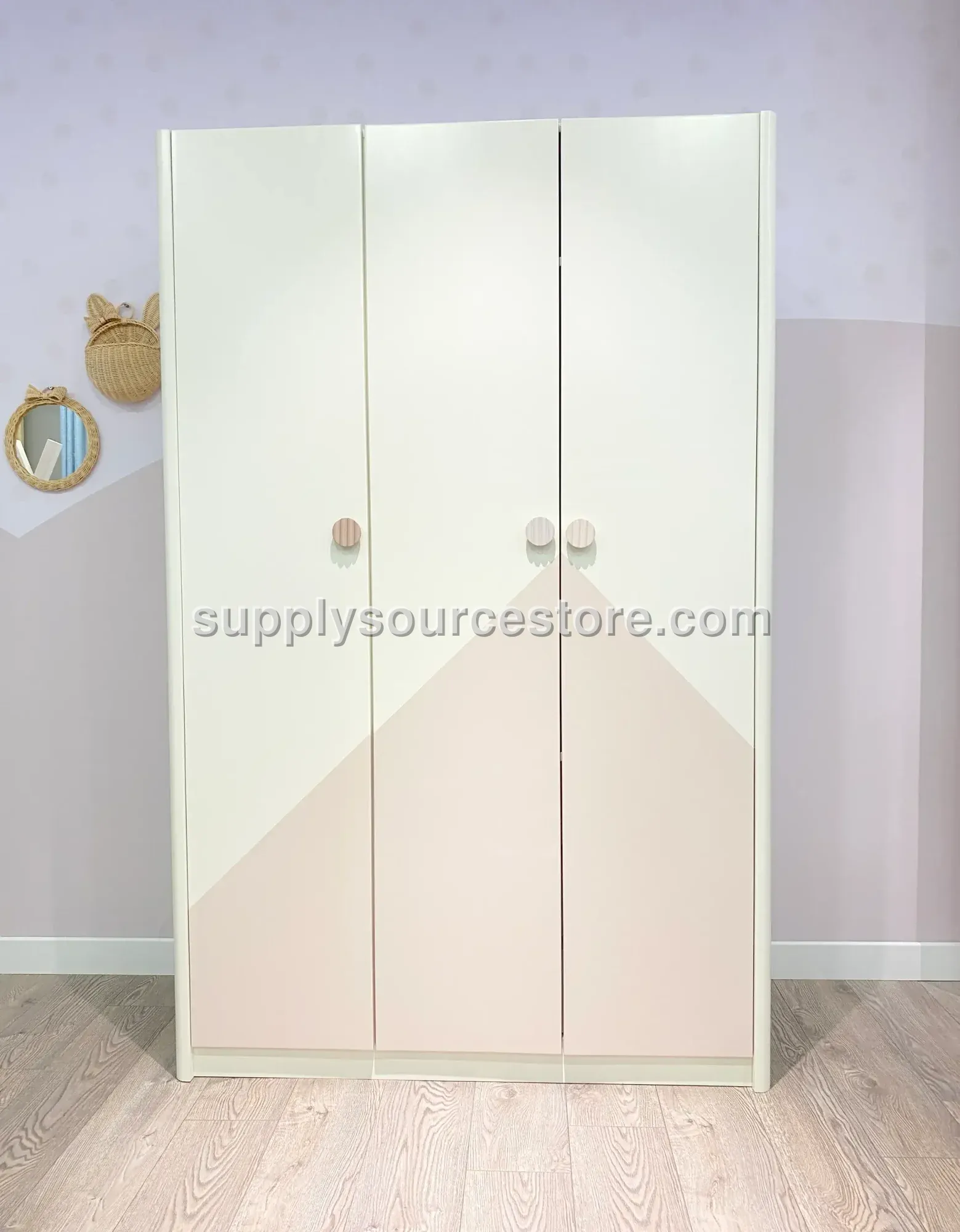 Branden Series 3 With Doors Wardrobe | Geometrik Desenli Modern Children's Cabinet