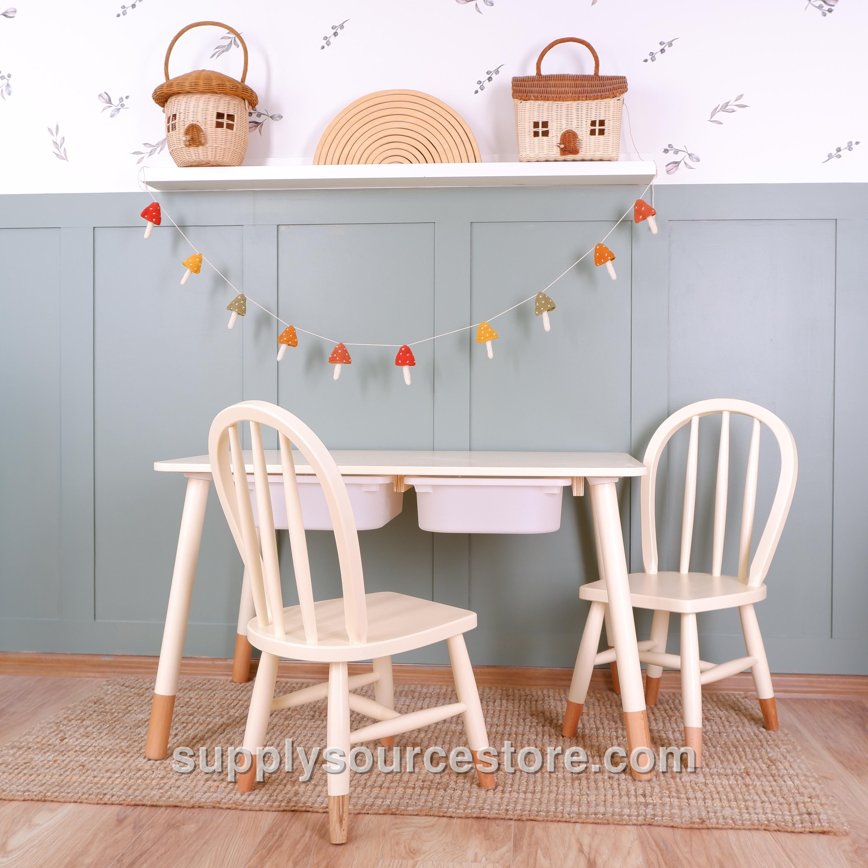 Customizable Montessori Kids Table with Windsor Chair & Bench · SS-006463