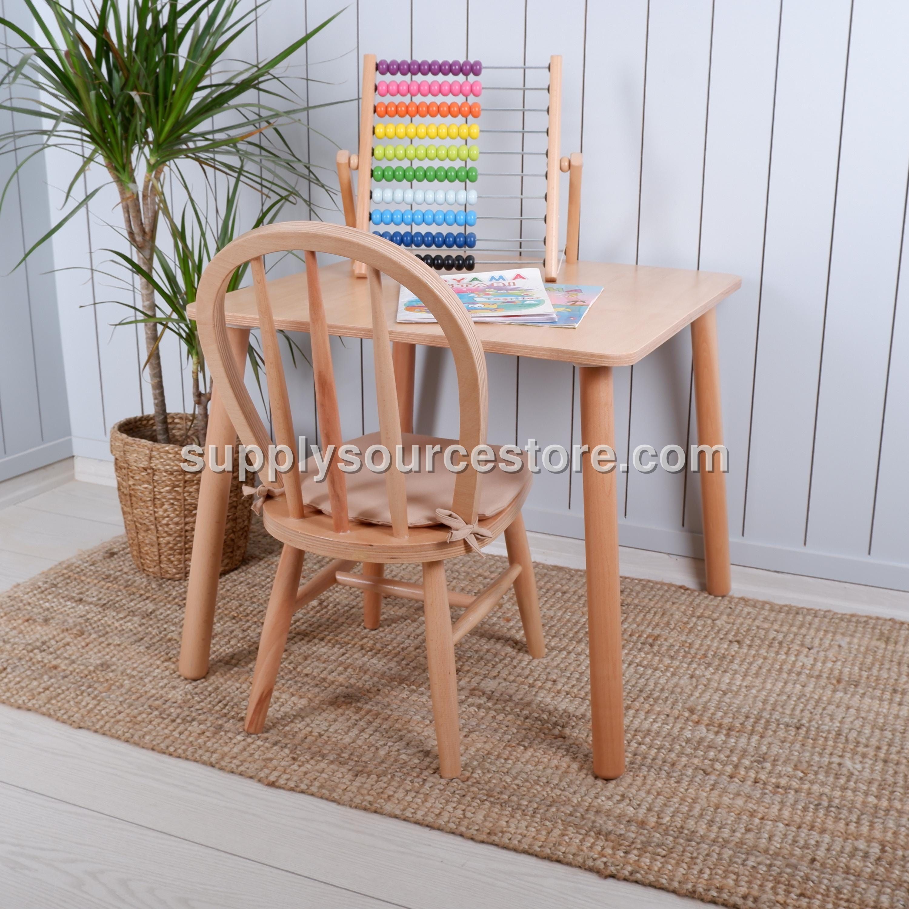 Customizable Montessori Kids Table with Windsor Chair & Bench