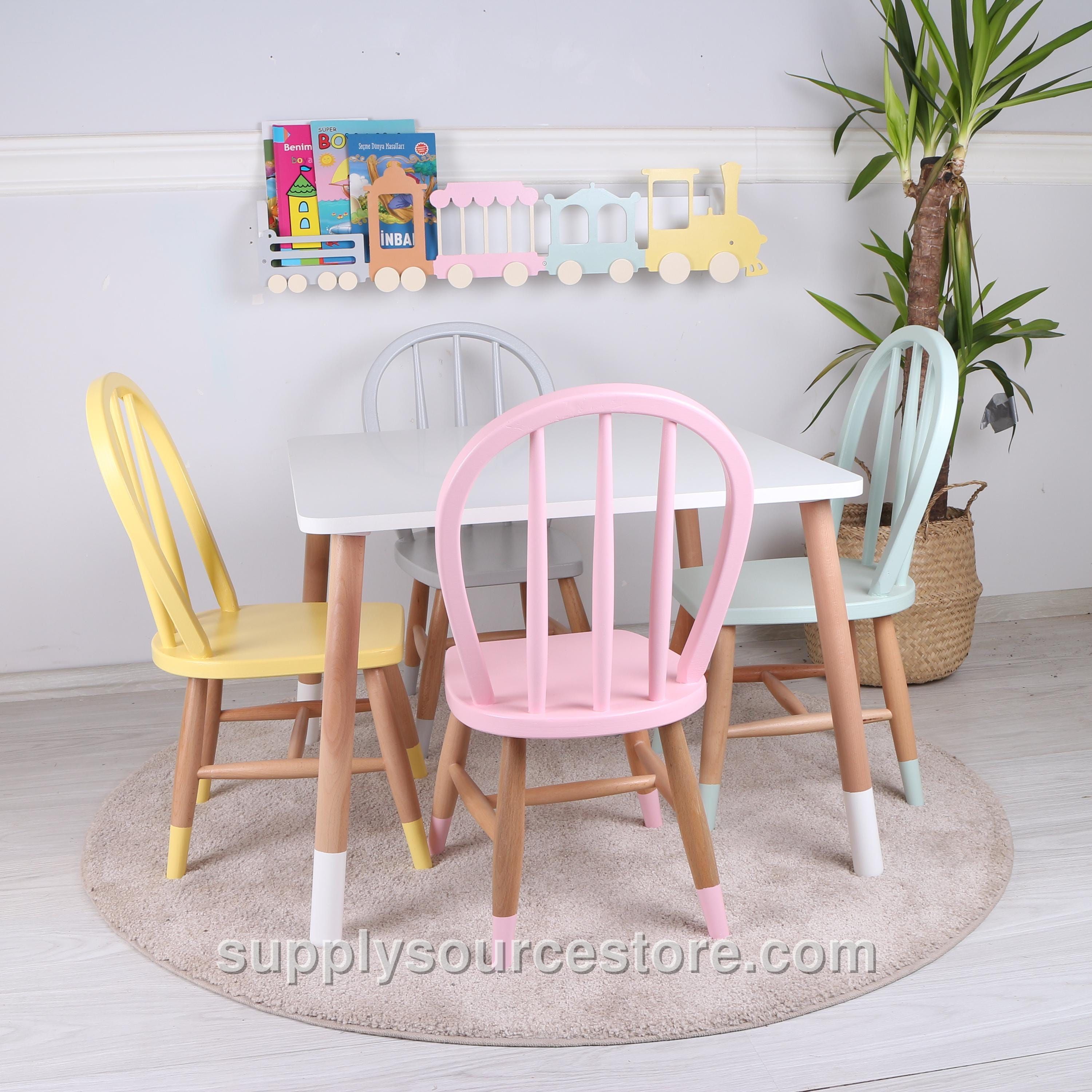 Customizable Montessori Kids Table with Windsor Chairs
