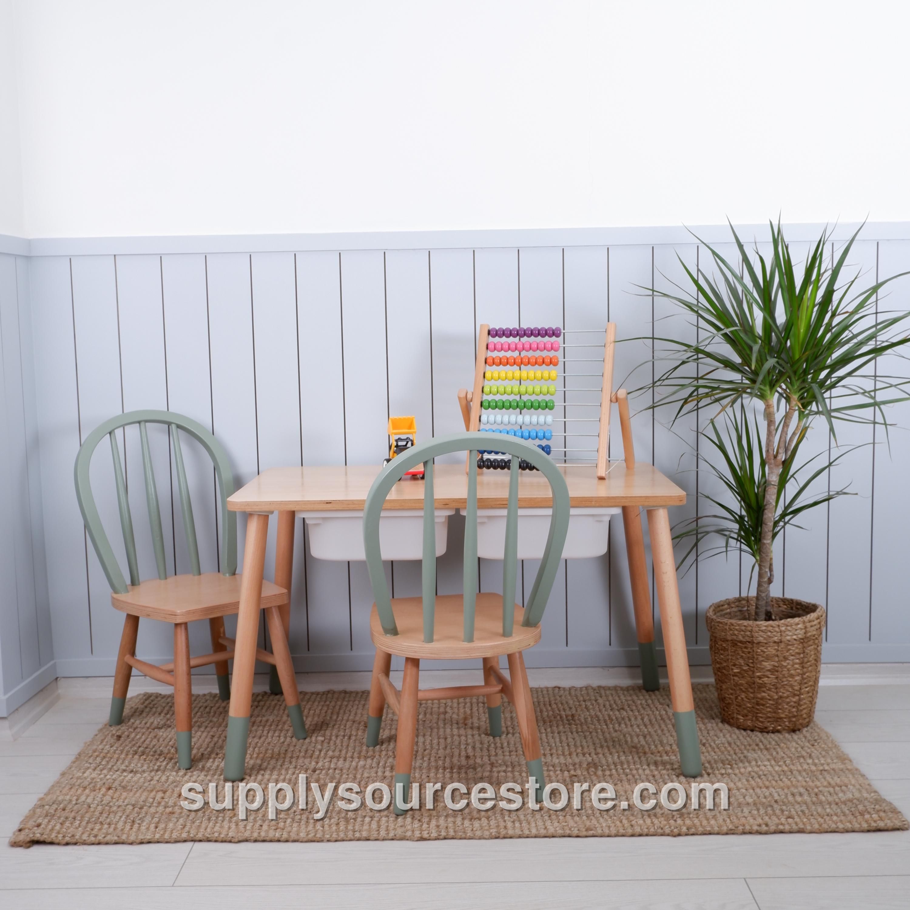 Handmade Montessori Kids Table with Windsor Chair & Bench