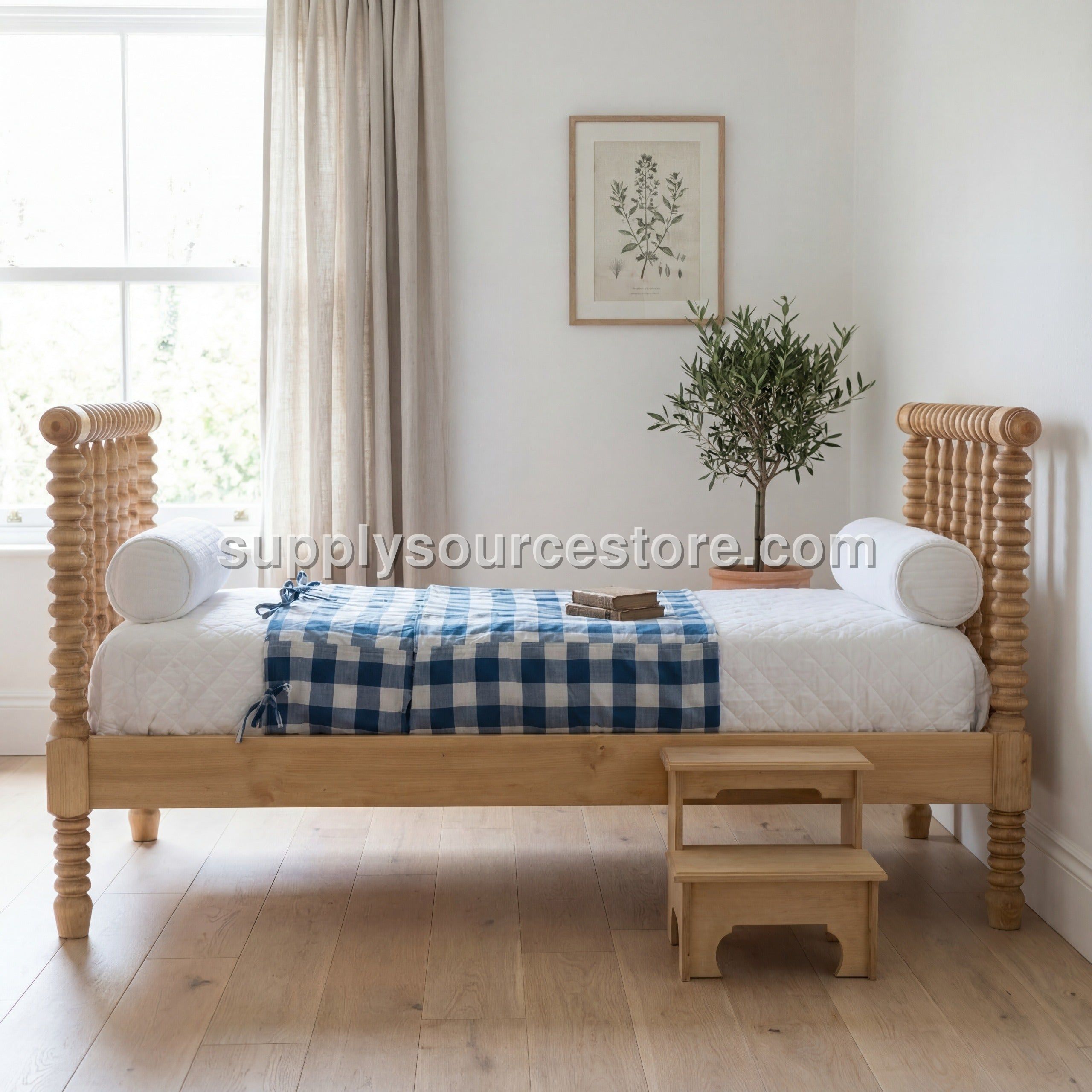 Jenny Lind Spindle Bed – Daybed Style, Natural Finish, Custom Size and Color