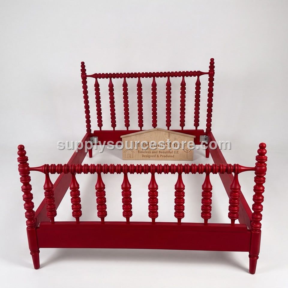 Jenny Lind Spindle Bed – Red Painted Finish, Custom Size and Color