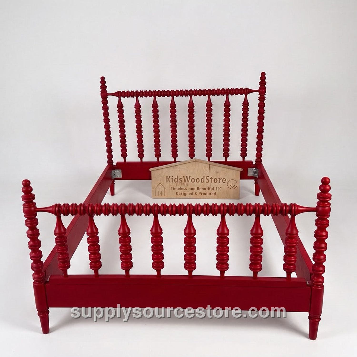 Jenny Lind Spindle Bed – Red Painted Finish, Custom Size and Color
