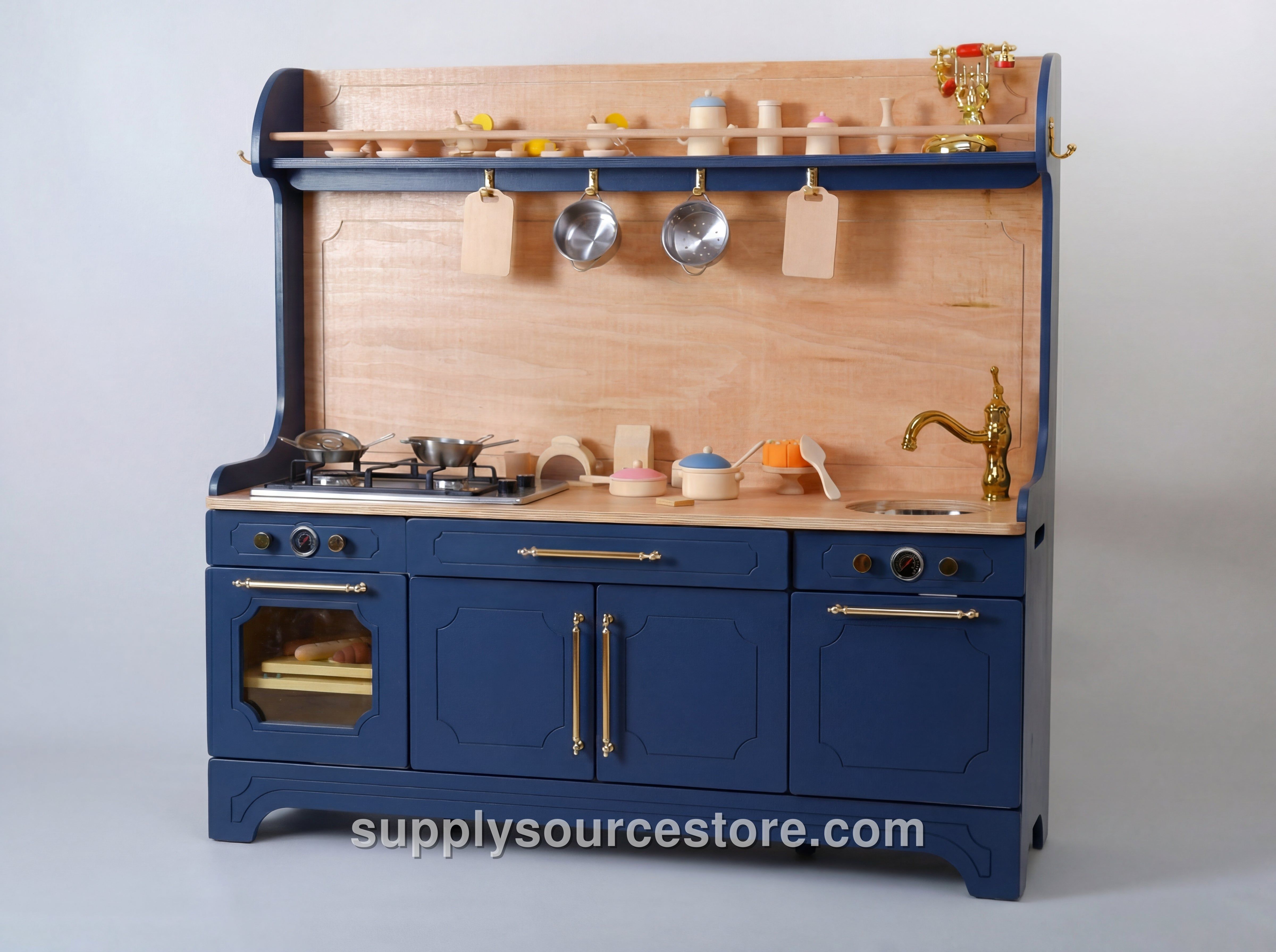 Pinnacle Quality Custom Wooden Play Kitchen – Blue