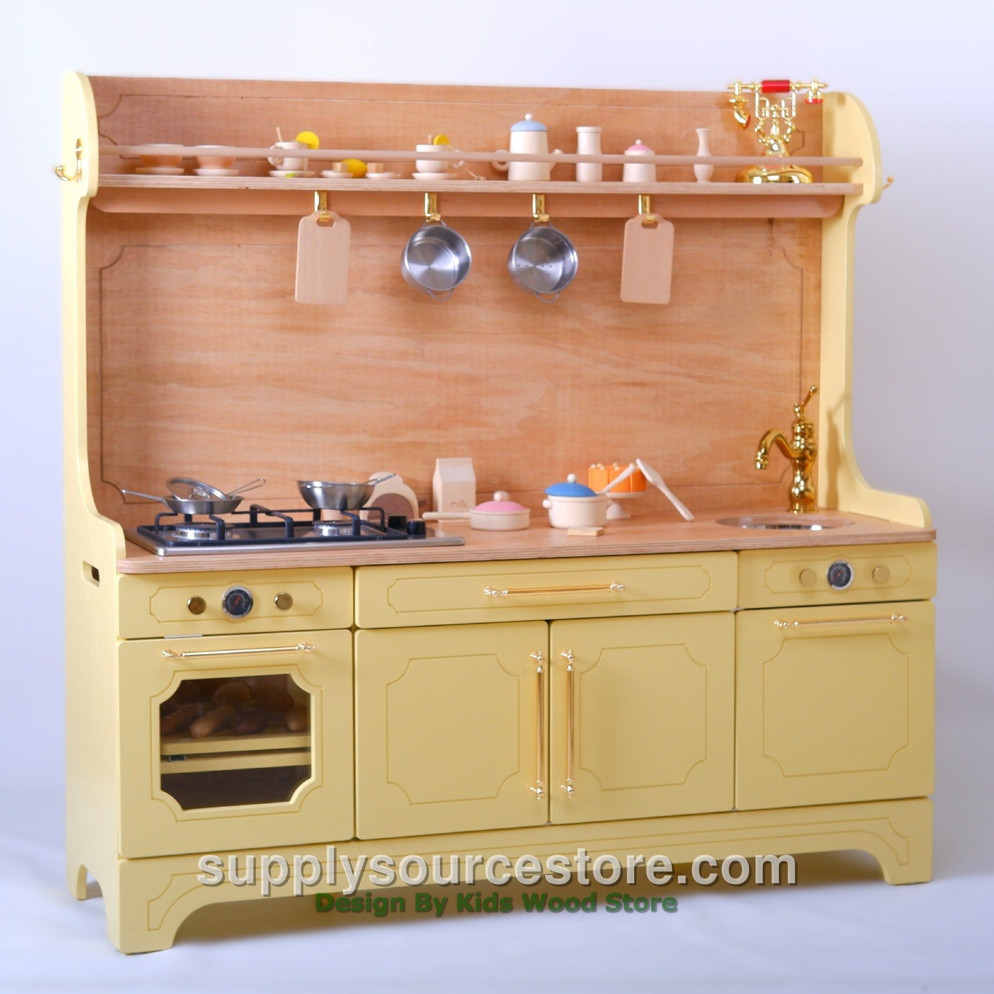 Golden Yellow Wooden Play Kitchen