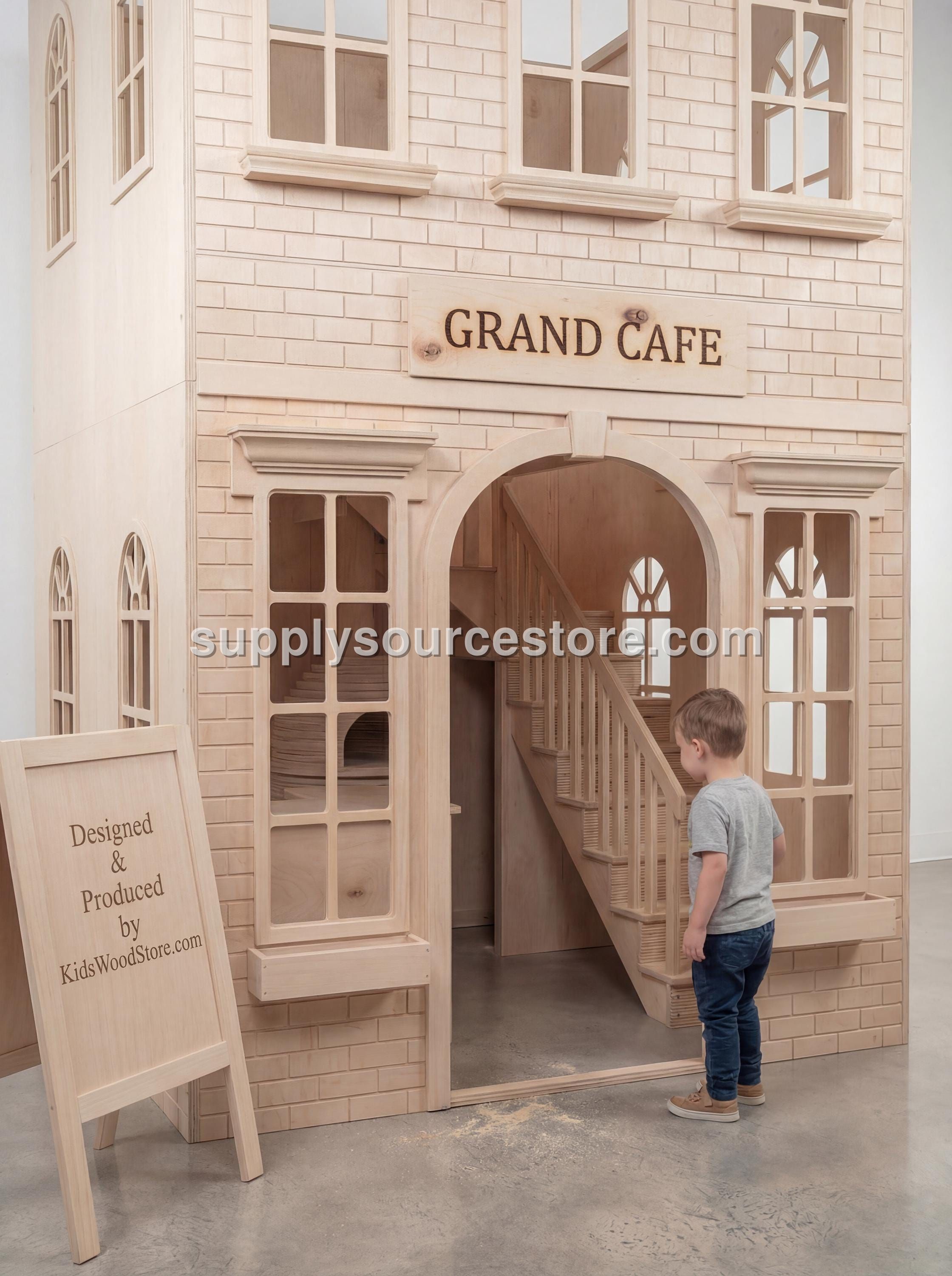 Two-Story Wooden Playhouse - Grand Café Concept, 11 ft Tall