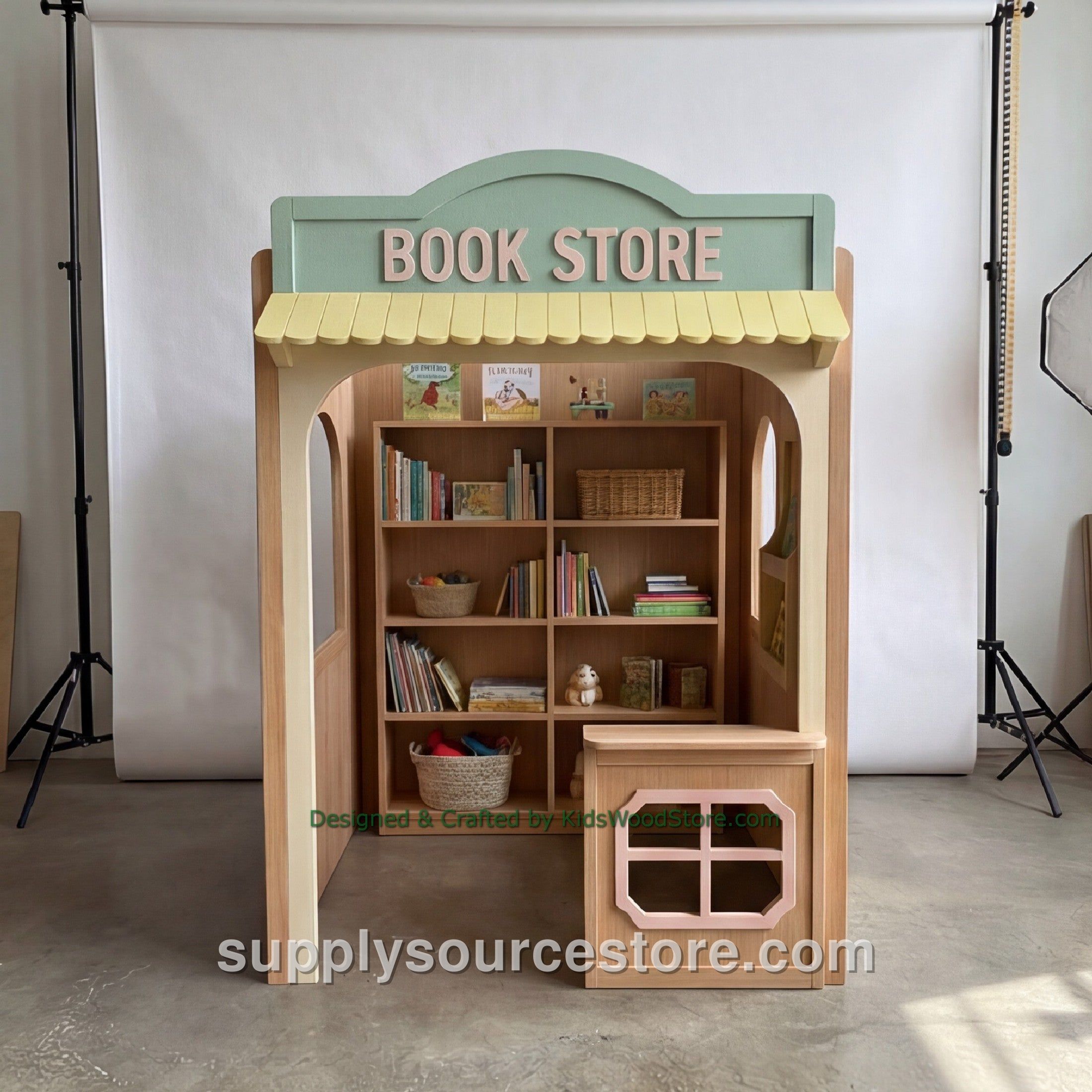 Wooden Bookstore Playhouse