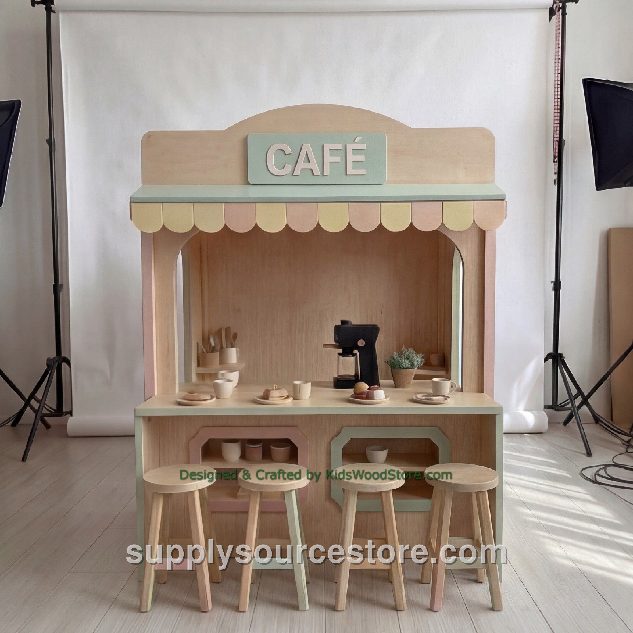 Wooden Cafe Playhouse for Kids