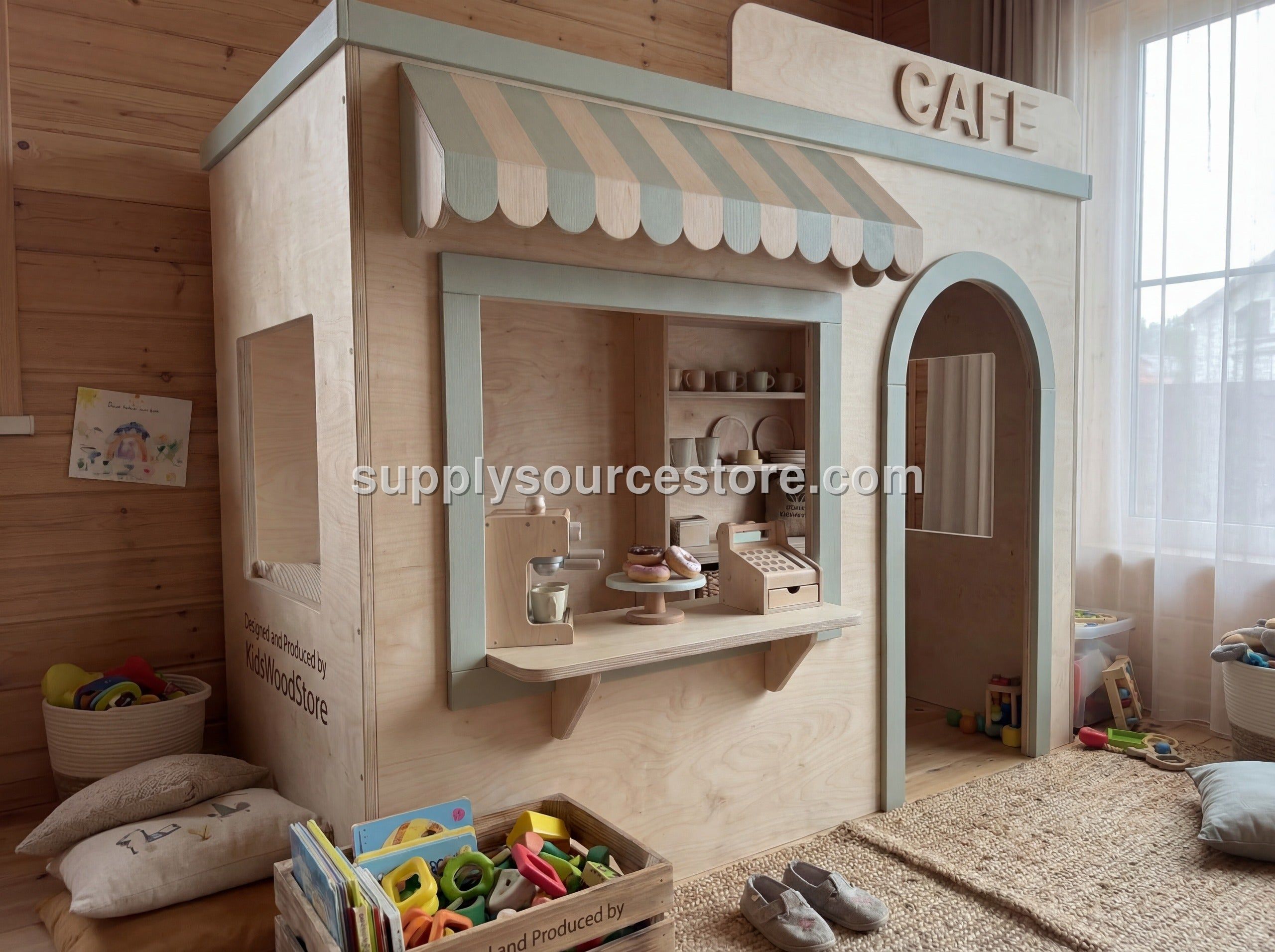 Wooden Kids Pretend Playhouse | Custom Indoor Role Play Café Playhouse for Home & Commercial Use