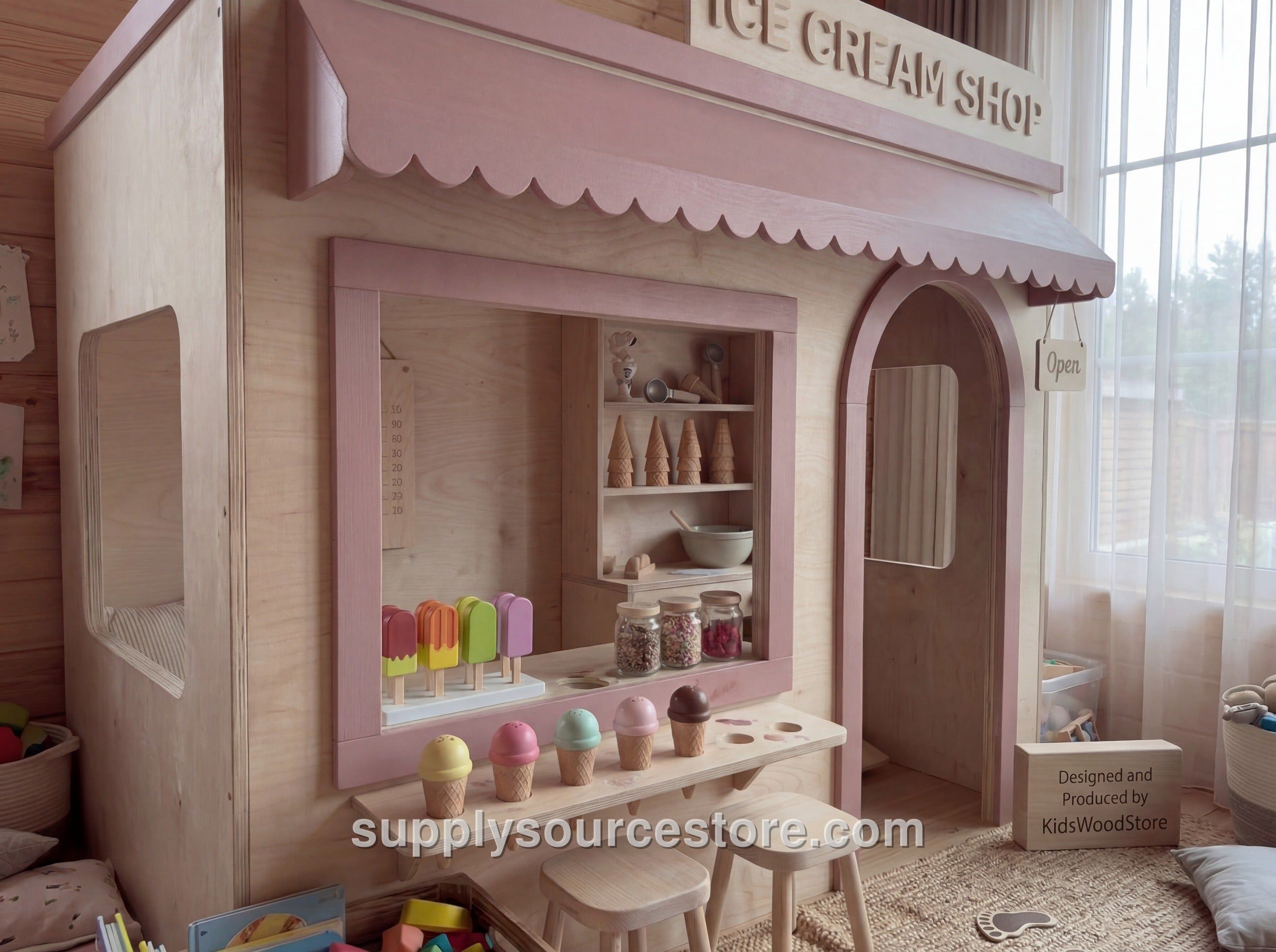 Wooden Pretend Playhouse – Ice Cream Shop