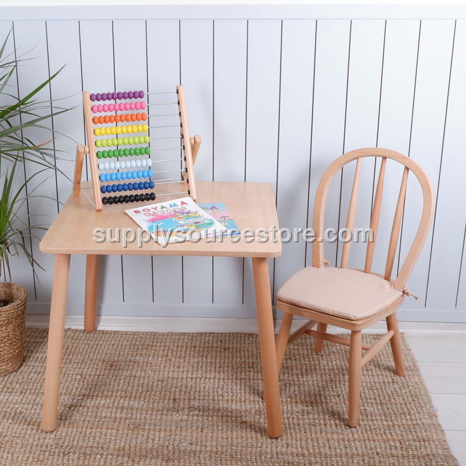 Wooden Kids Table and Chair – Natural Wood, Bare Seat