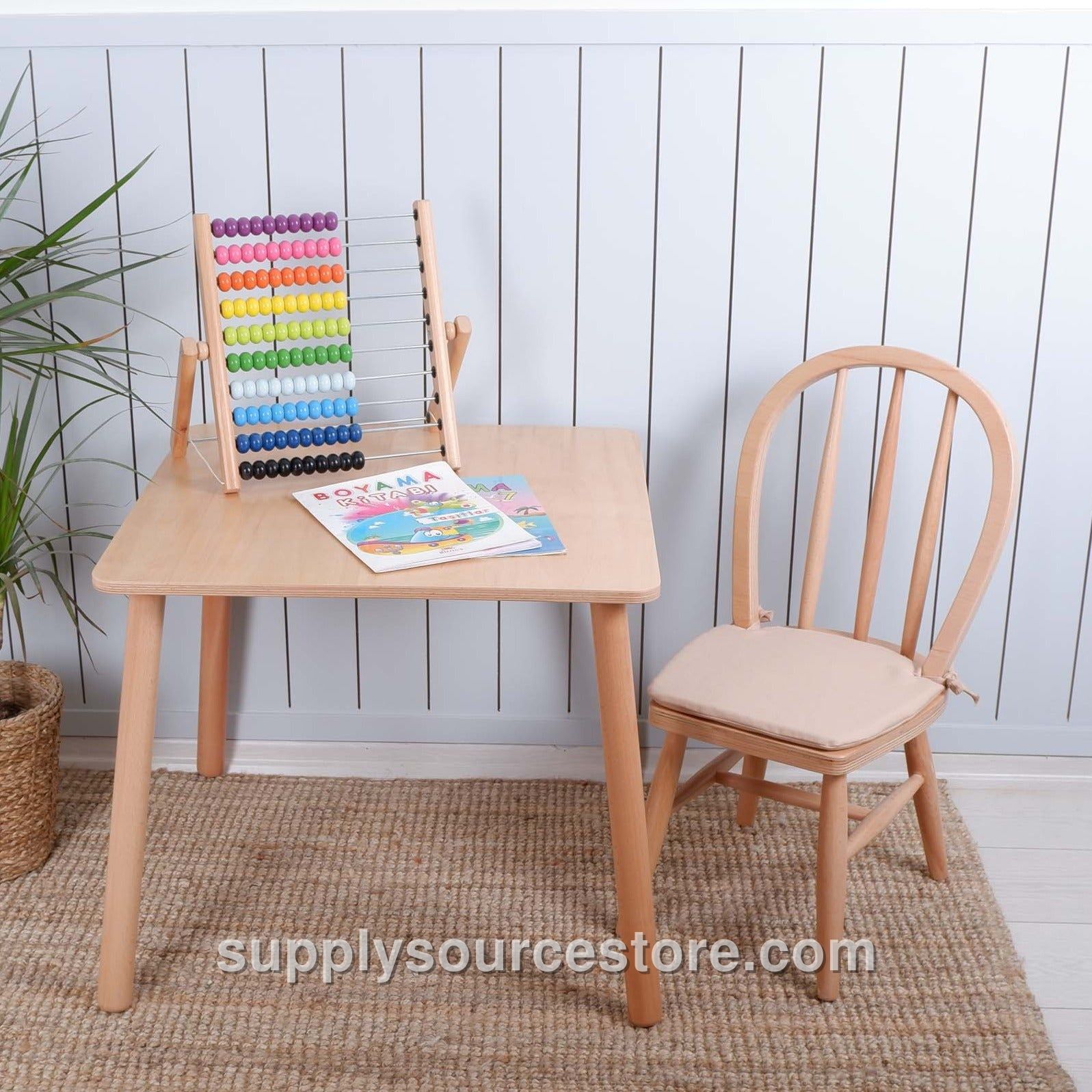 Wooden Kids Table and Chair – Natural Wood, Bare Seat