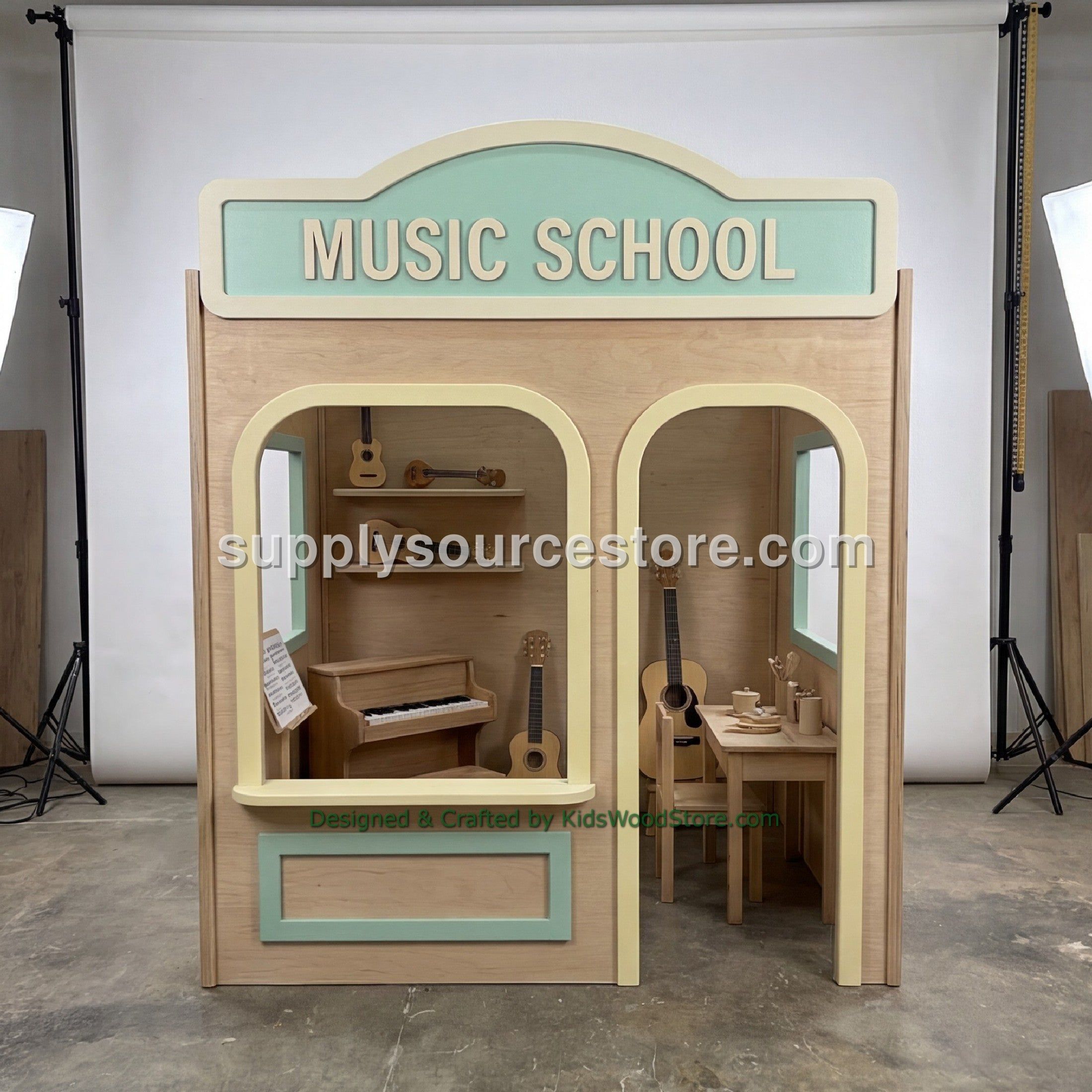 Wooden Music School Playhouse + Furnitures for Kids | Personalized 25+ Themes | All-Inclusive Turnkey Project