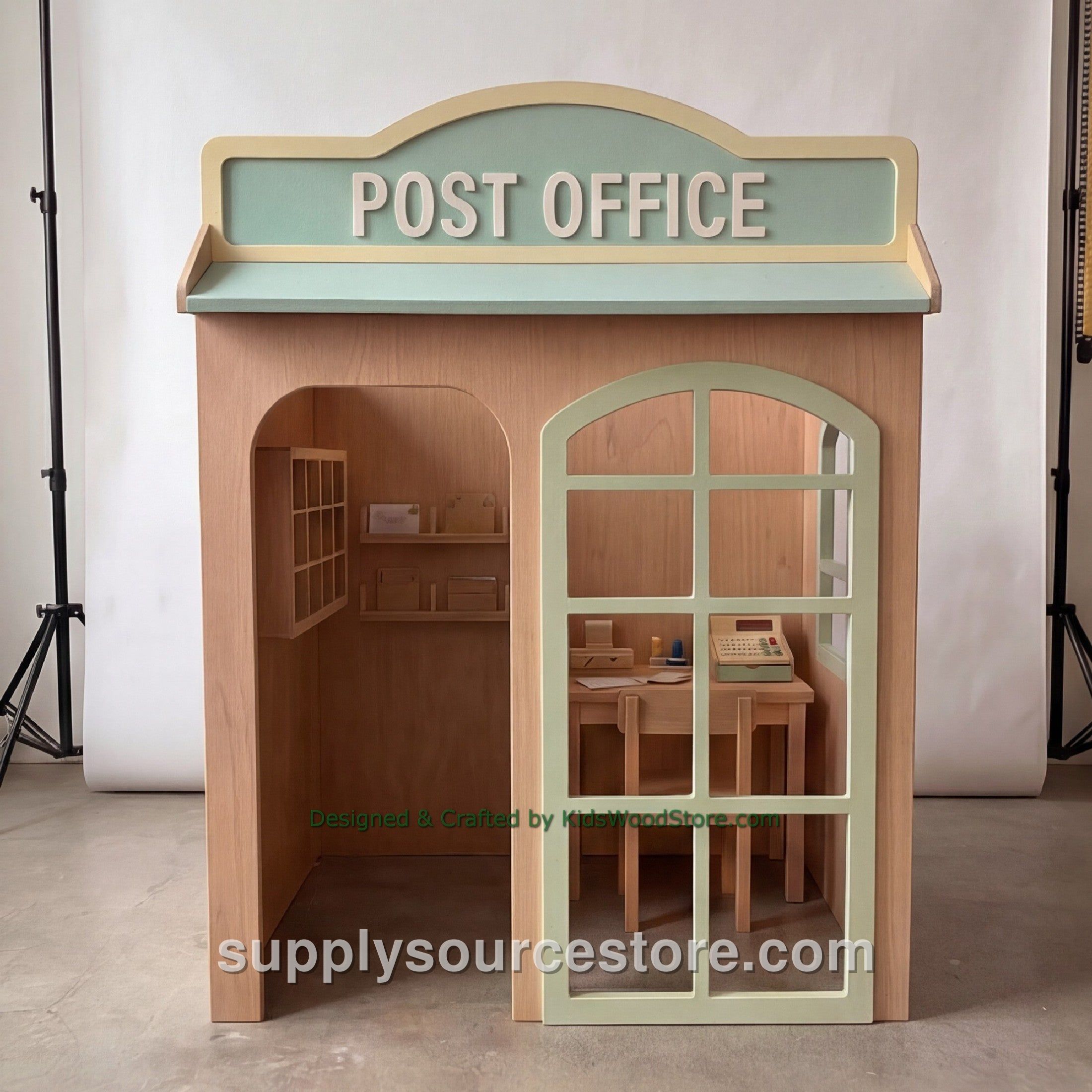 Wooden Post Office Playhouse + Furniture for Kids | Personalized 25+ Themes | All-Inclusive Turnkey Project