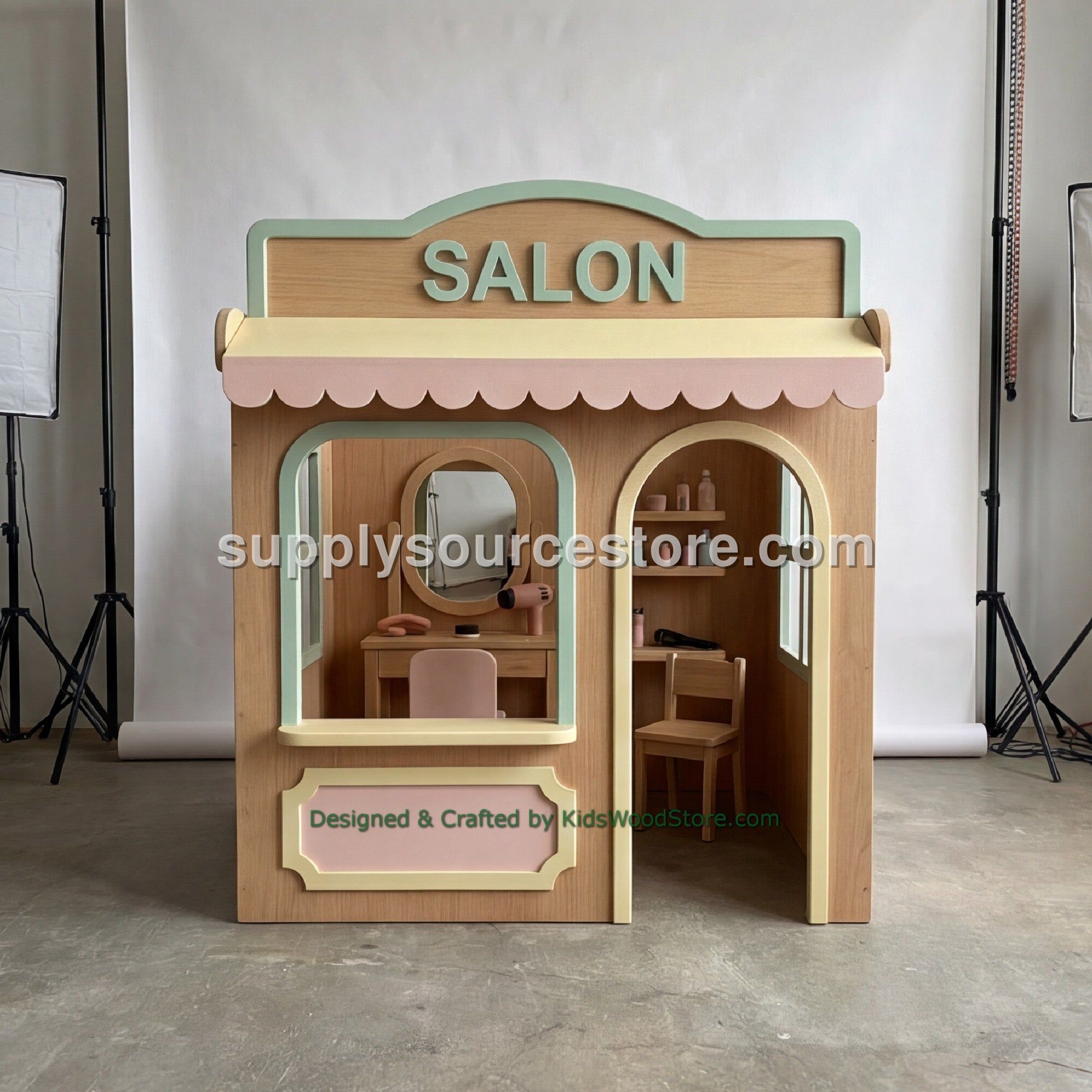 Wooden Salon Playhouse + Furnitures for Kids | Personalized 25+ Themes | All-Inclusive Turnkey Project