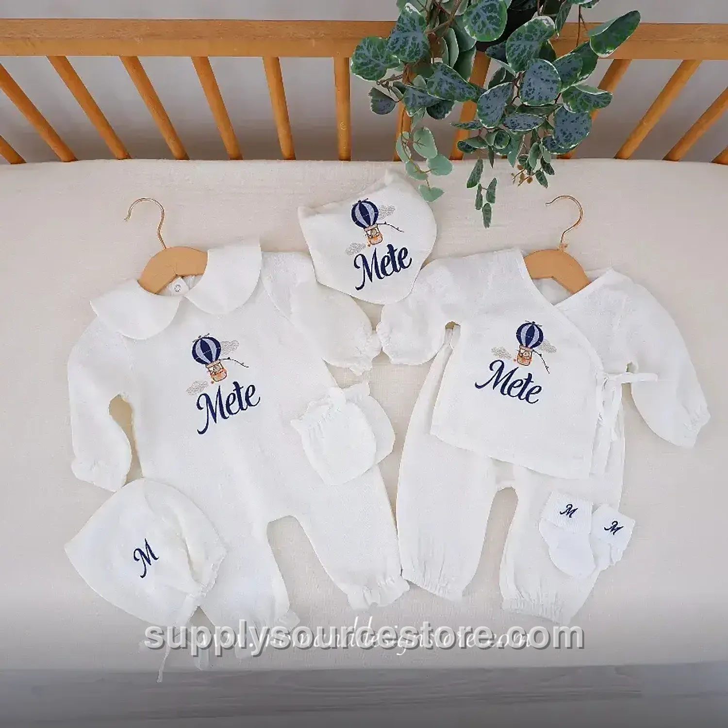7-Piece 4-layer muslin Coming-Home Set — ecru · SS-006599