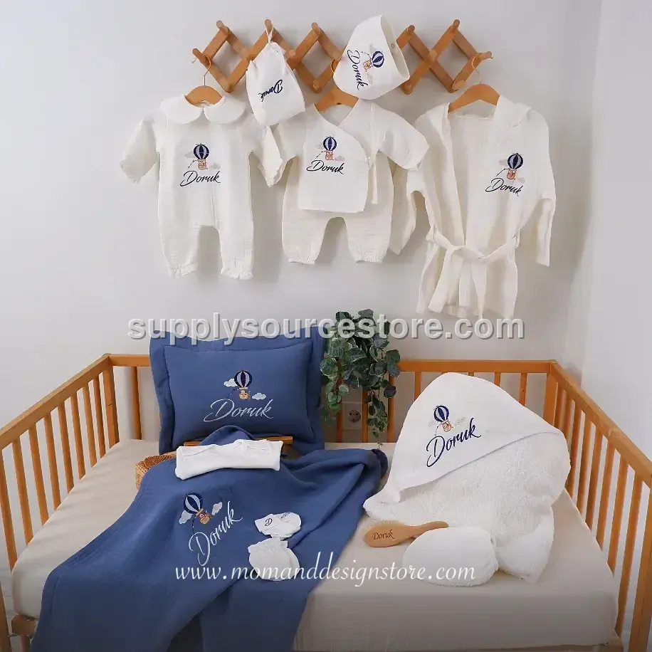Muslin Bathrobe, Towel & Mitt Set
