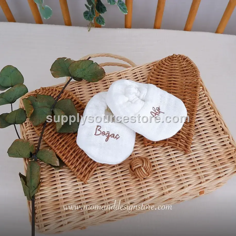 Personalized Muslin Baby Booties