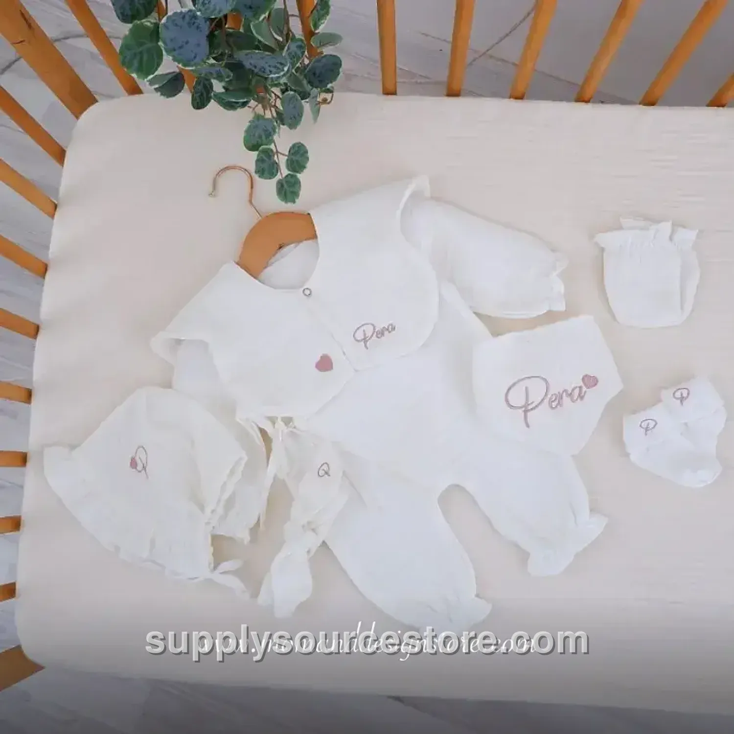 7-Piece 4-layer muslin Coming-Home Set — ecru · SS-006614