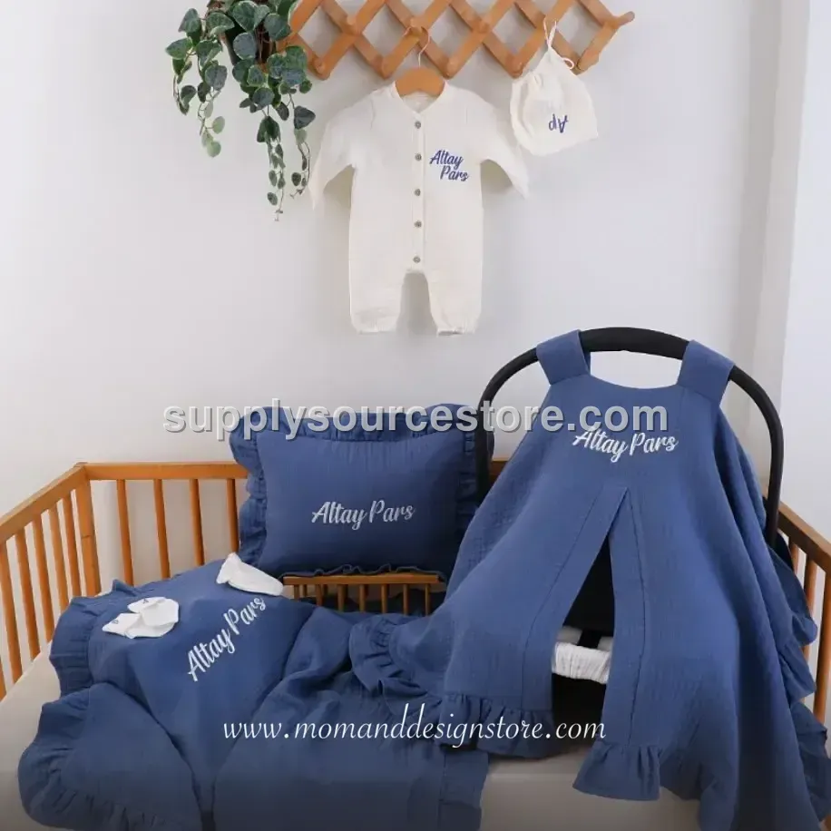 8-Piece 4-layer muslin Coming-Home Set — ecru