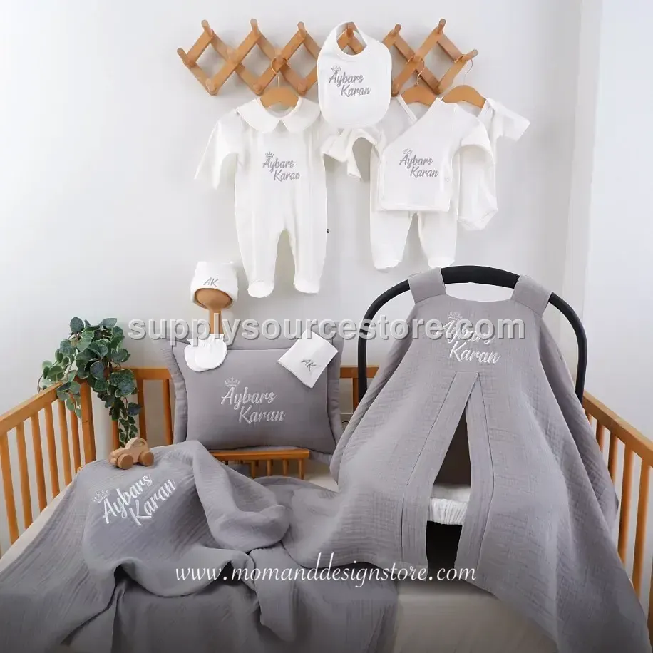 11-Piece 4-layer muslin Coming-Home Set — gray