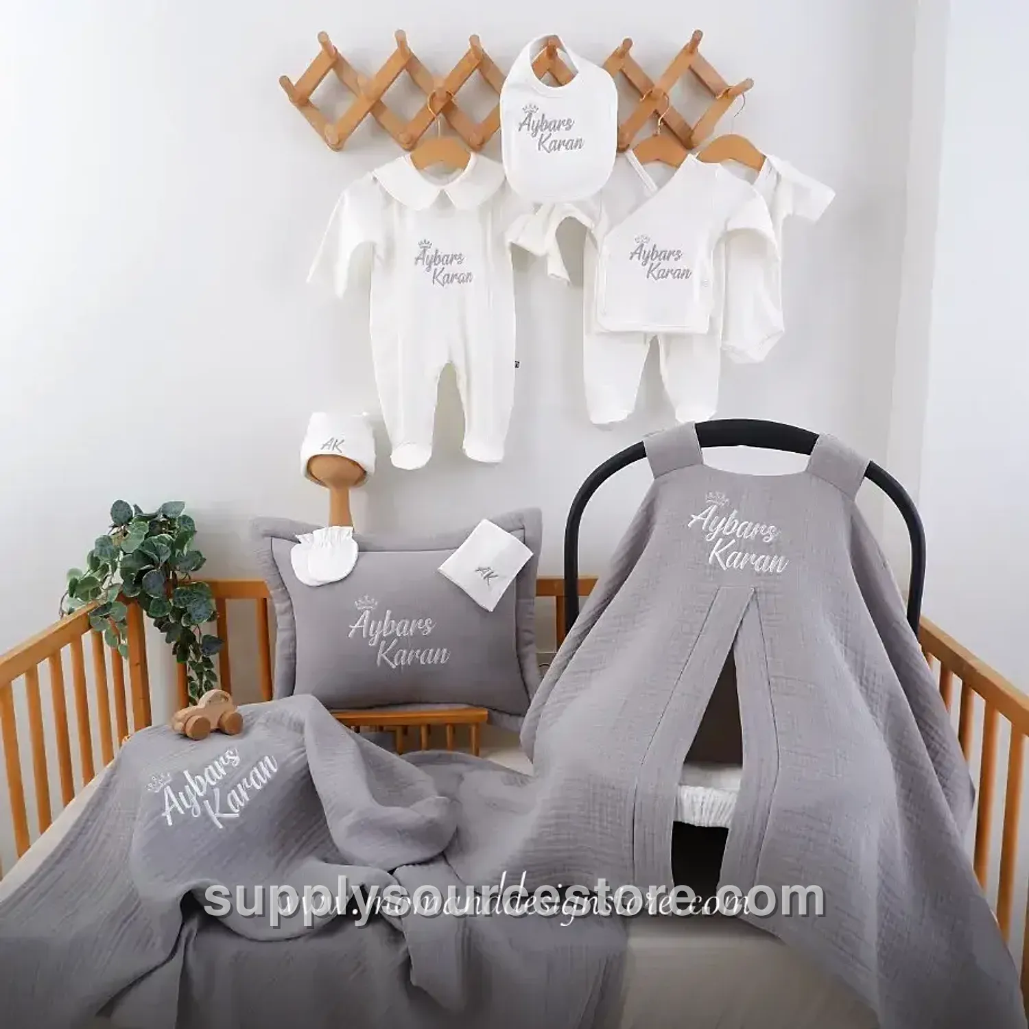 11-Piece 4-layer muslin Coming-Home Set — gray