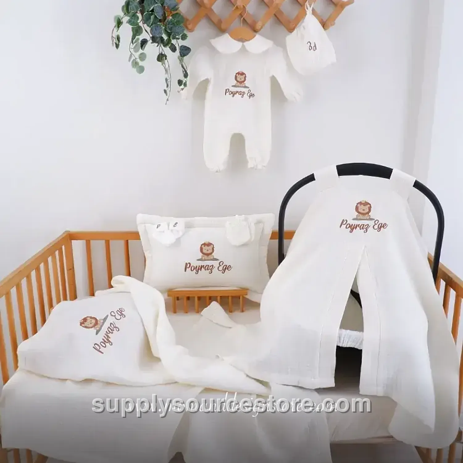8-Piece 4-layer muslin Coming-Home Set — ecru · SS-006620