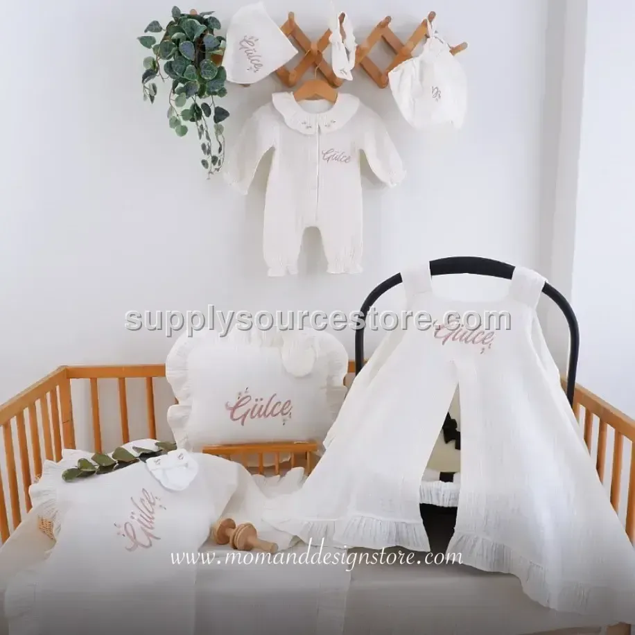 9-Piece 4-layer muslin Coming-Home Set — ecru