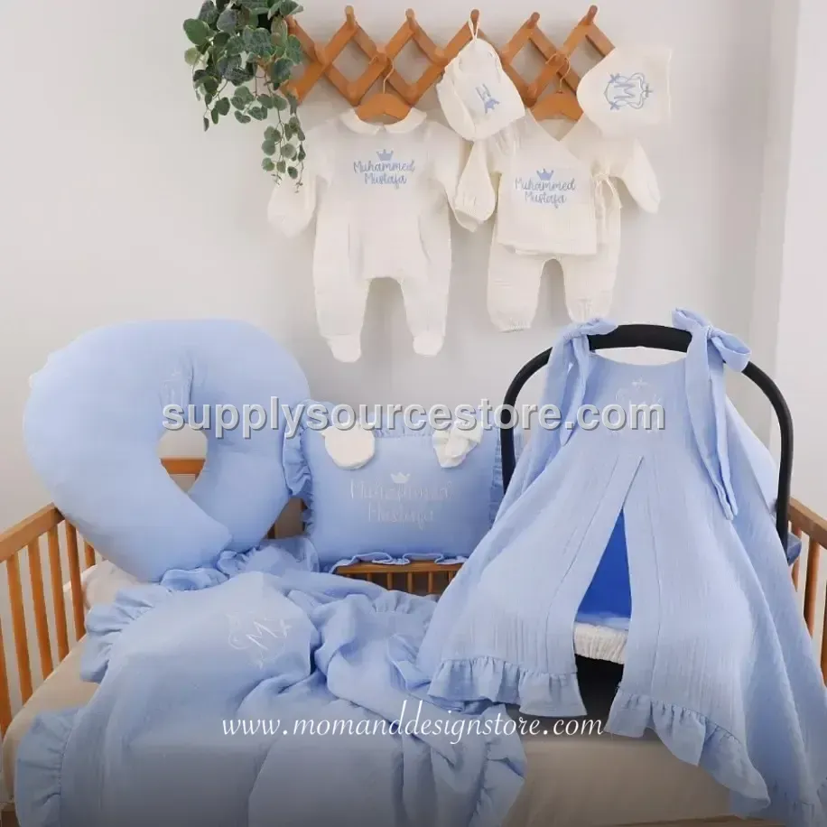 13-Piece muslin Coming-Home Set — baby blue