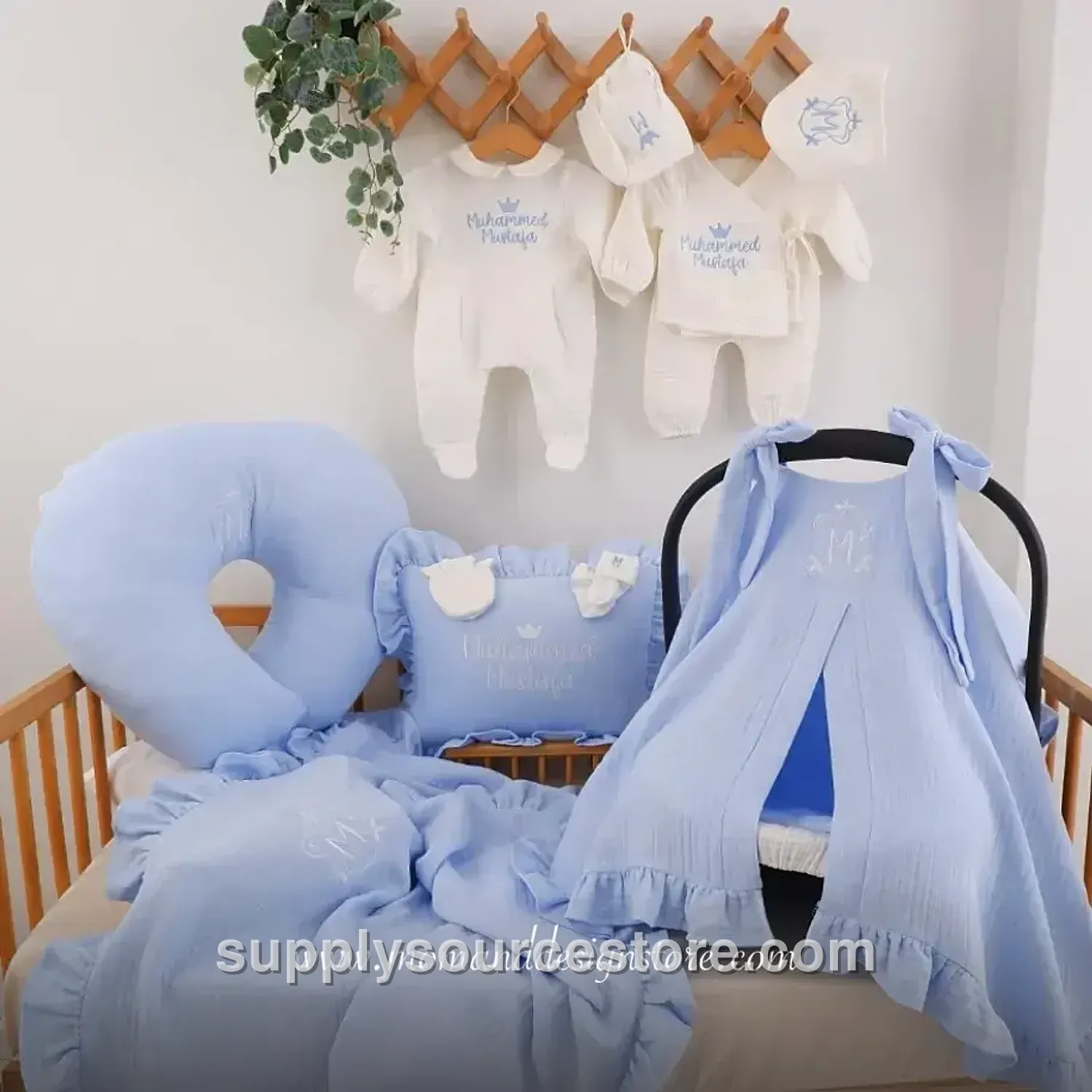 13-Piece muslin Coming-Home Set — baby blue