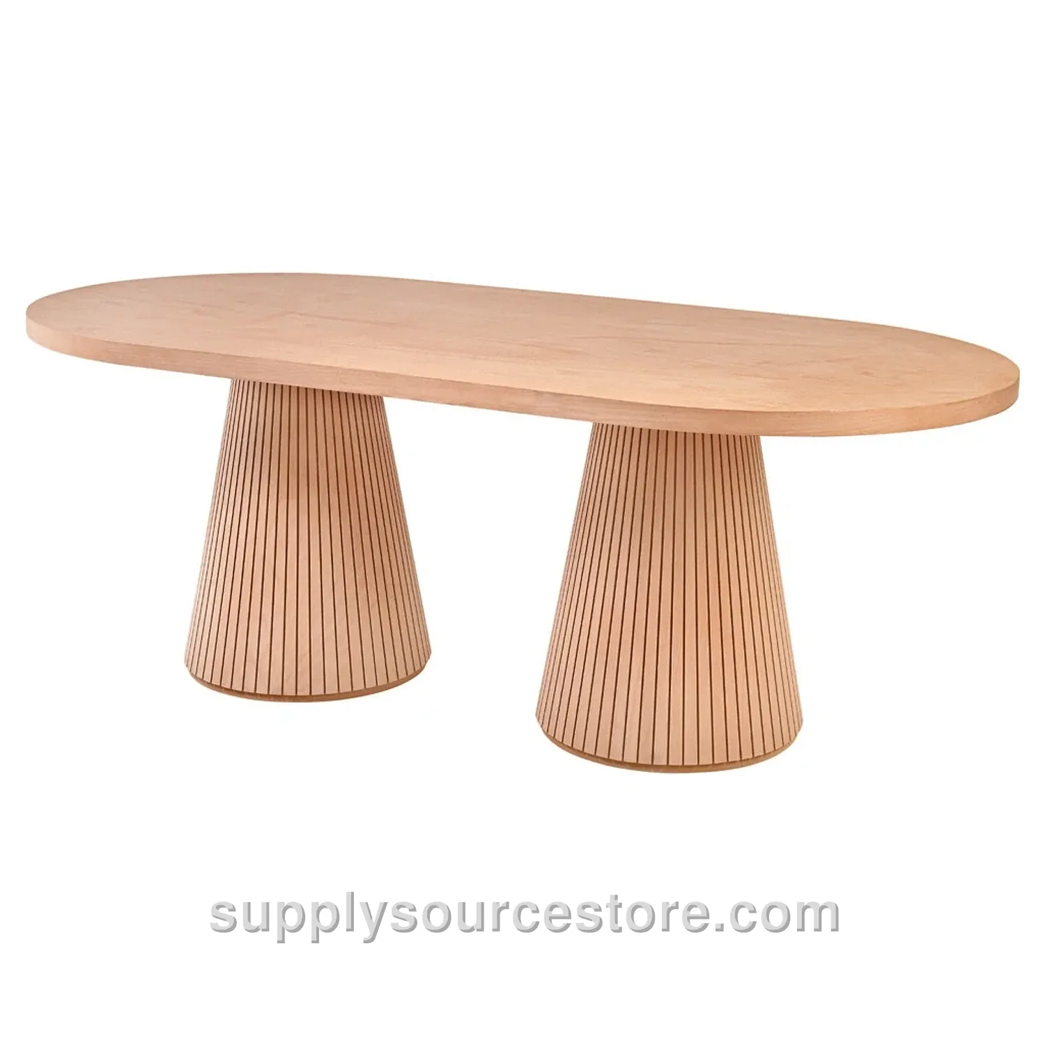 Striped Barrel Oval Double Table with Base