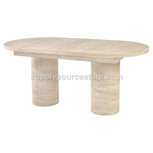Travertine Cylindrical Extendable Table