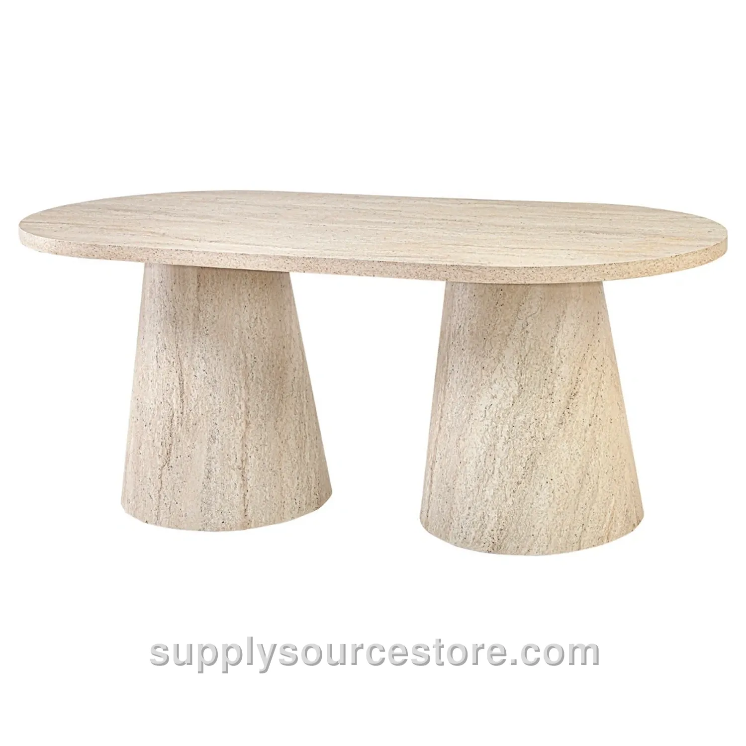 Travertine Barrel Oval Table
