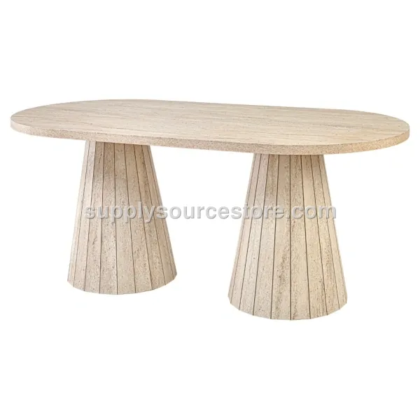 Travertine World Oval Table