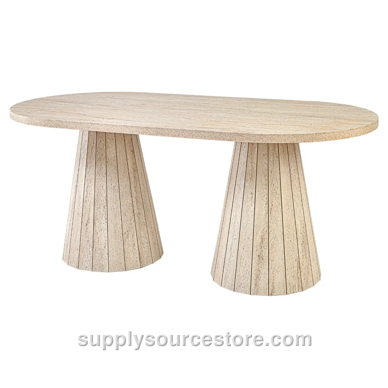 Travertine World Oval Table