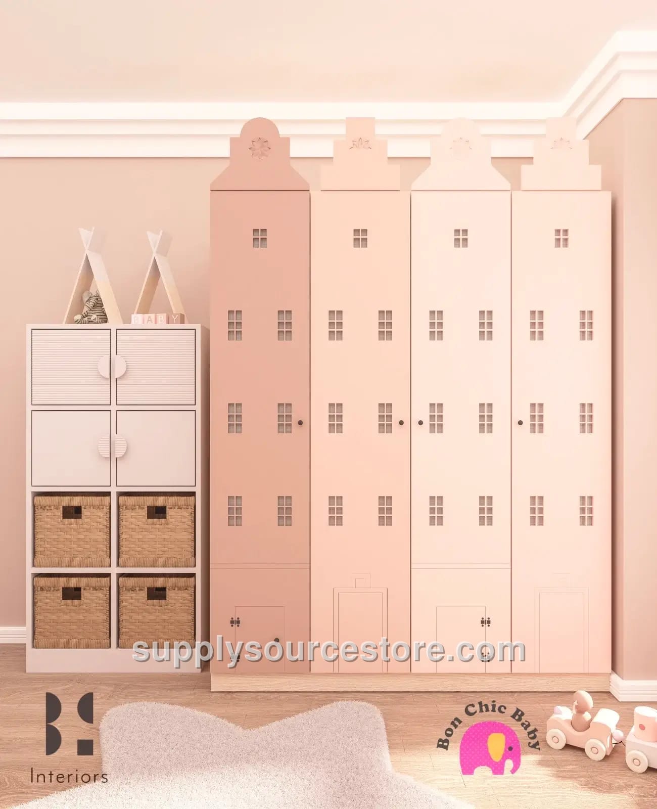 Falez Series 4-Door Wardrobe – LED Lightless
