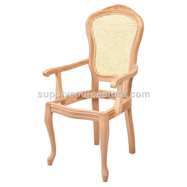Italian With Arms Carved Cane Chair
