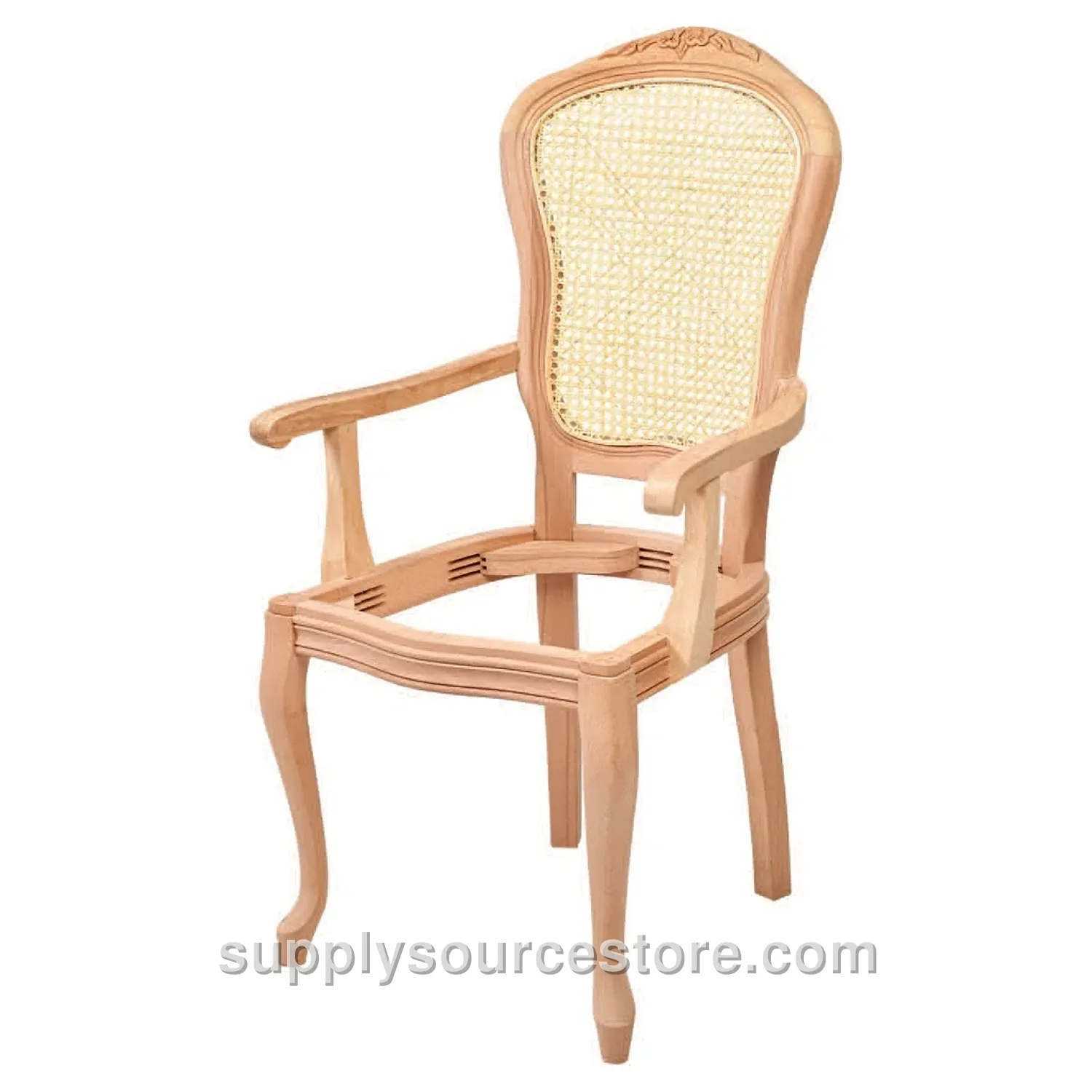 Italian With Arms Carved Cane Chair