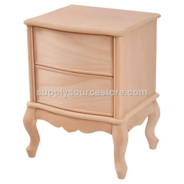 Curved Wide With Drawers Nightstand