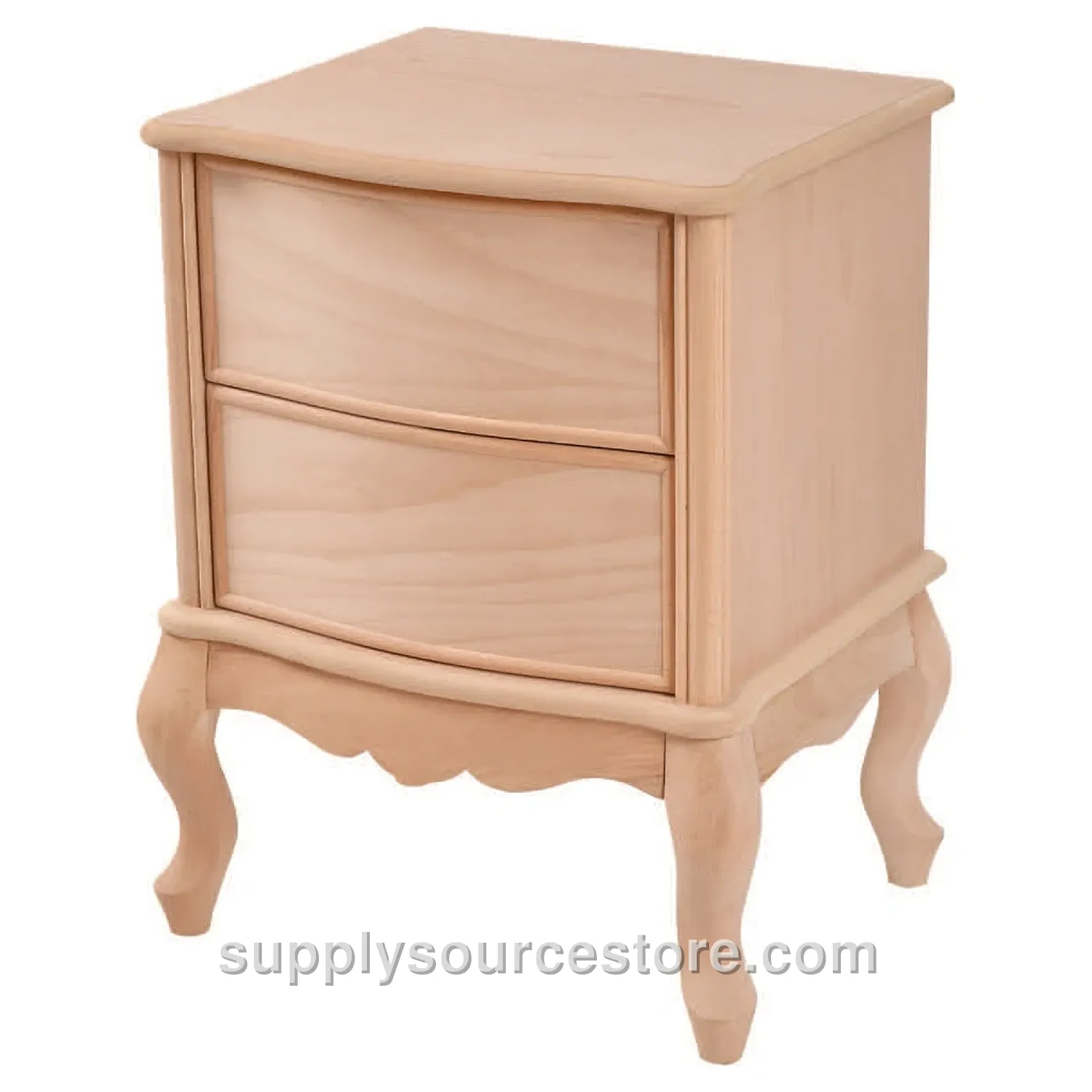Curved Wide With Drawers Nightstand