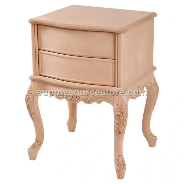 Curved Carved Wide Nightstand
