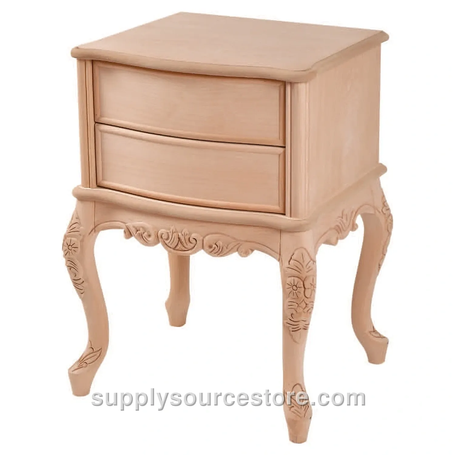 Curved Carved Wide Nightstand