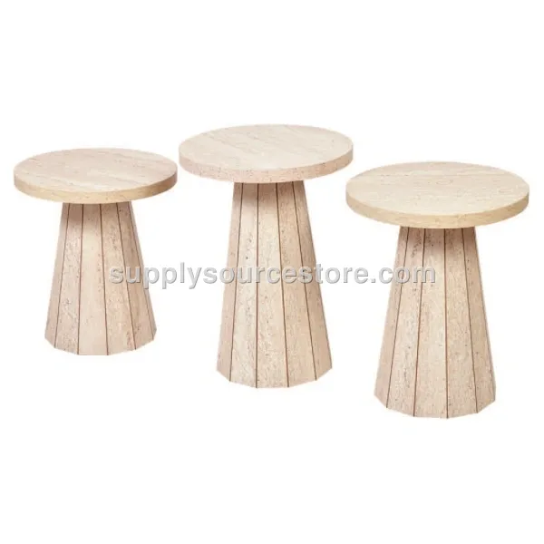World Mushroom Nesting Table Travertine