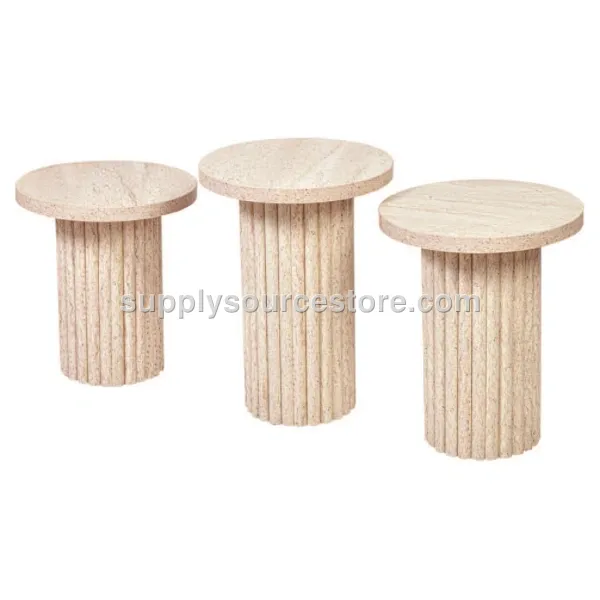 PTT Mushroom Nesting Table Travertine