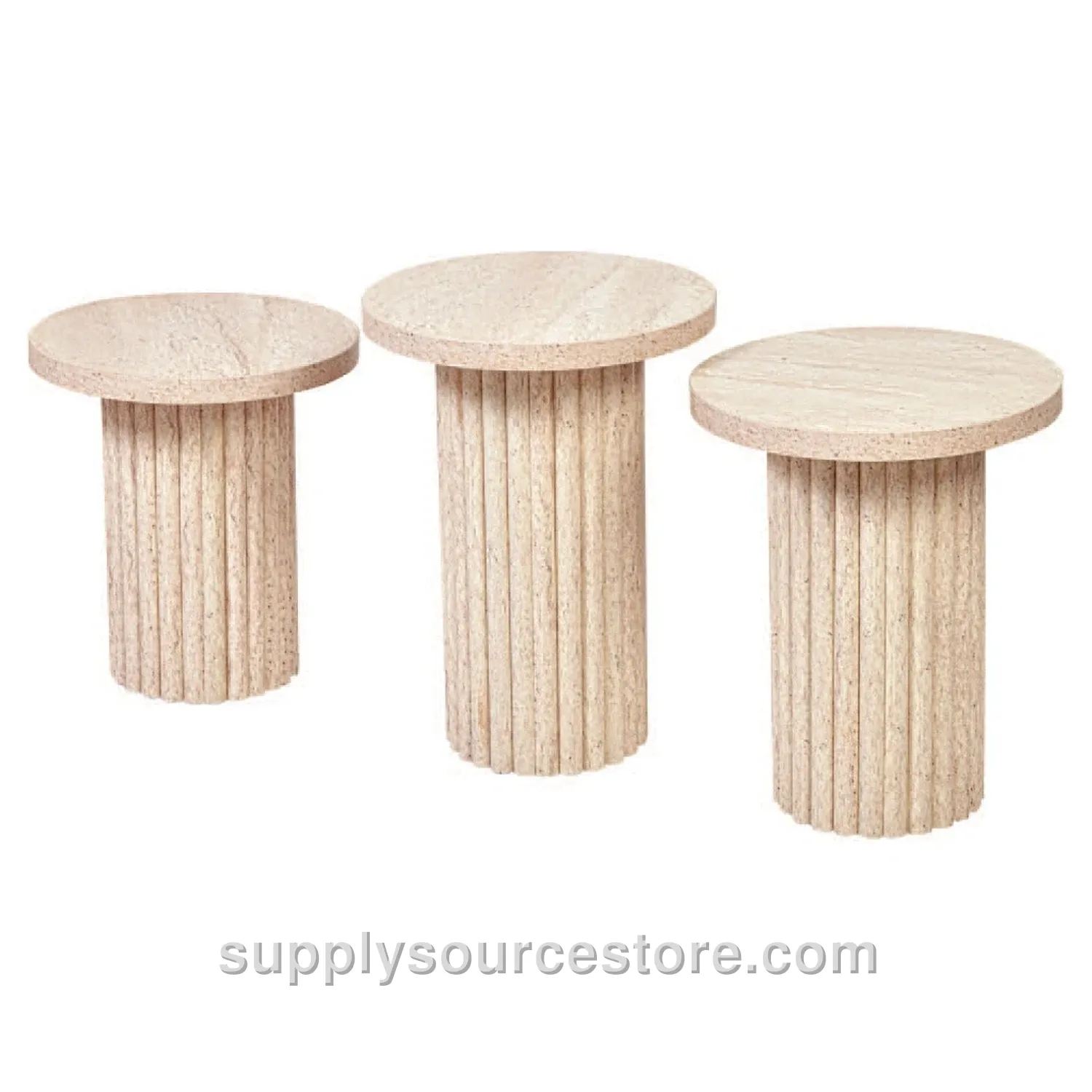 PTT Mushroom Nesting Table Travertine